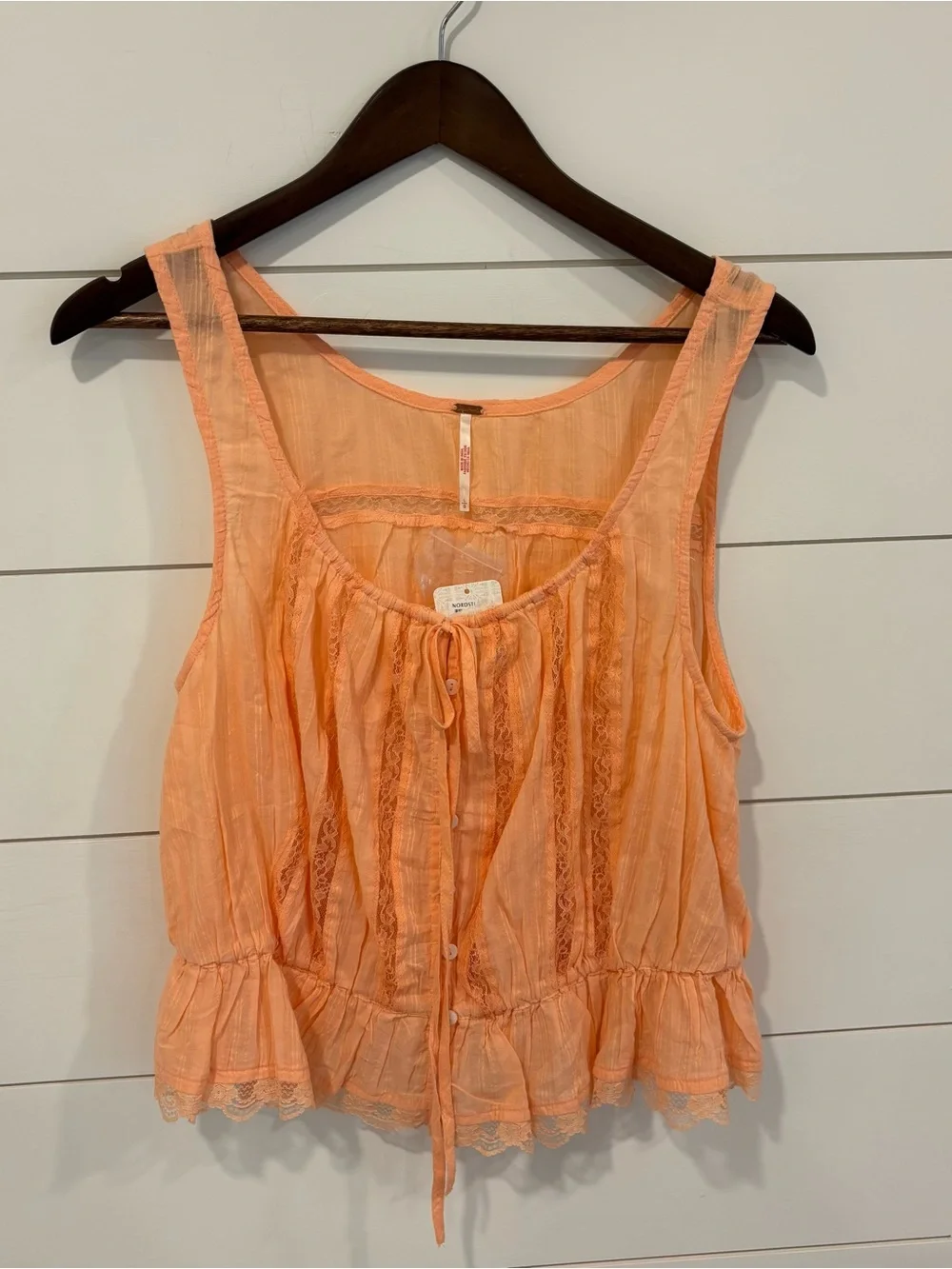 Free People Alana Lace Tank Top in Spring Melon NWT Size Large MSRP $78